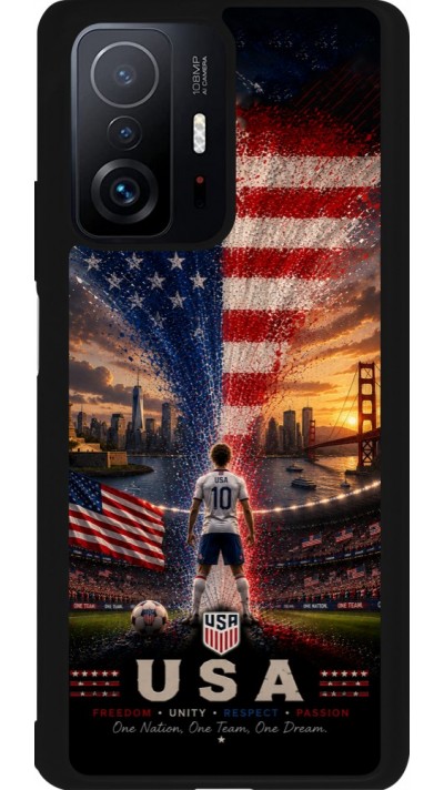Coque Xiaomi 11T - Silicone rigide noir Football États-Unis splash 2026