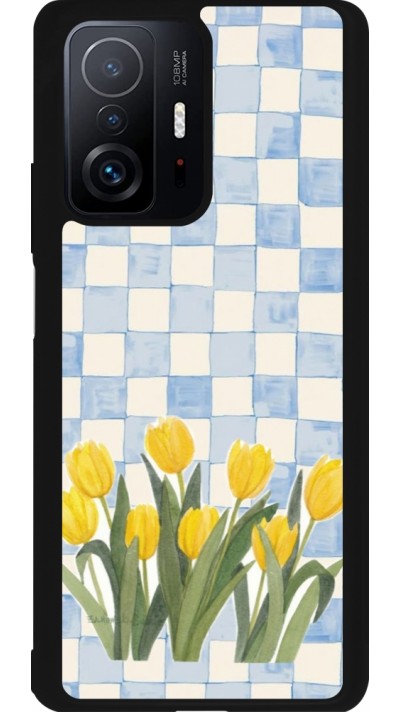 Coque Xiaomi 11T - Silicone rigide noir Blue vichy tulips Spring 2026