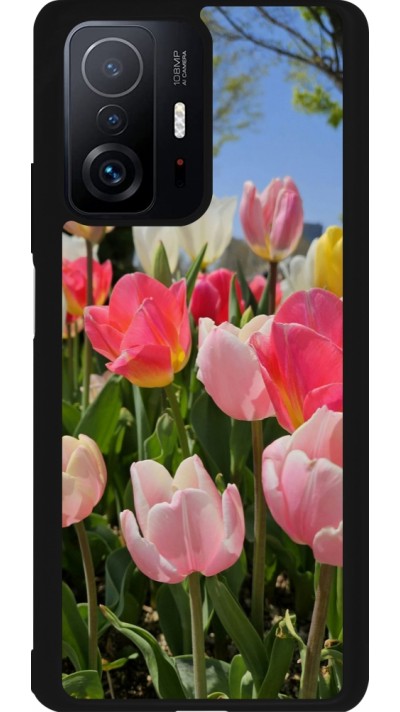 Coque Xiaomi 11T - Silicone rigide noir Tulips Spring 2026