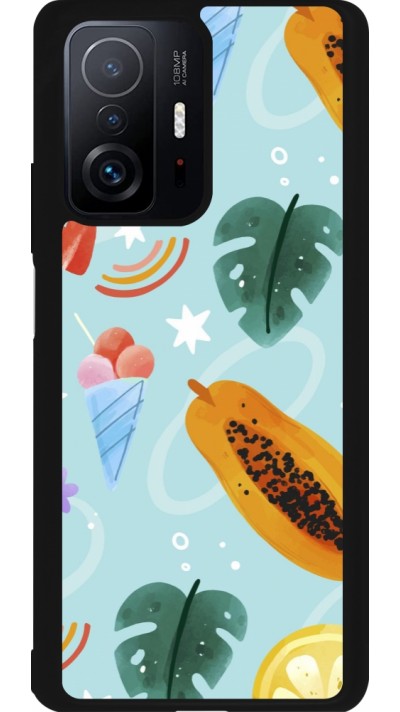Xiaomi 11T Case Hülle - Silikon schwarz Summer 2025 Pattern papaya