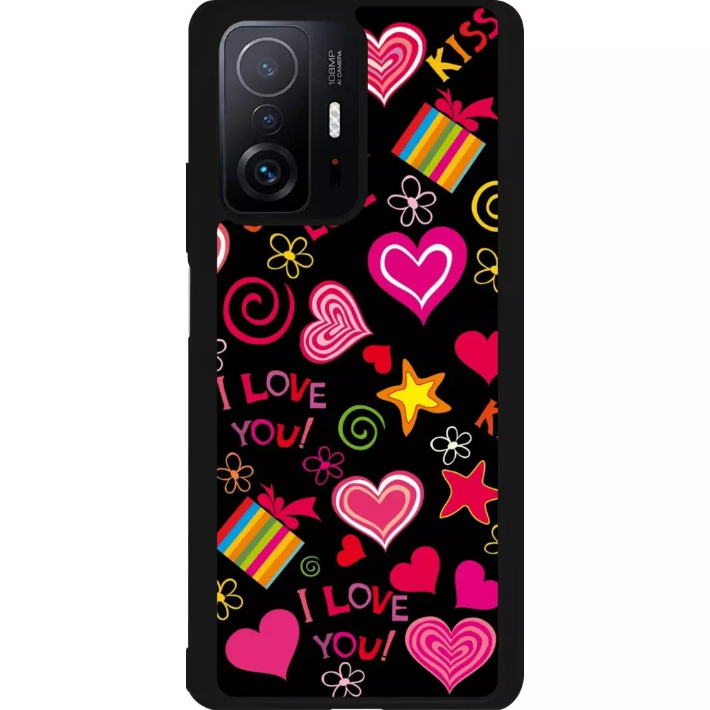 Xiaomi 11T Case Hülle - Silikon schwarz Valentine 2023 love symbols