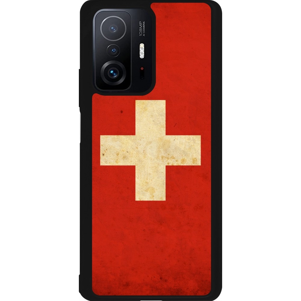 Xiaomi 11T Case Hülle - Silikon schwarz Vintage Flag SWISS