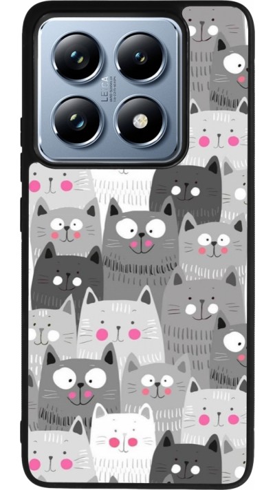 Coque Xiaomi 14T Pro - Silicone rigide noir Chats gris troupeau