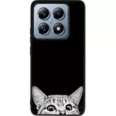 Coque Xiaomi 14T Pro - Silicone rigide noir Cat Looking Up Black