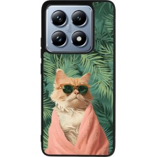 Xiaomi 14T Pro Case Hülle - Silikon schwarz Cat Summer Palms