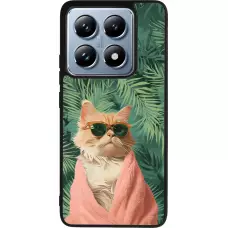 Coque Xiaomi 14T Pro - Silicone rigide noir Cat Summer Palms