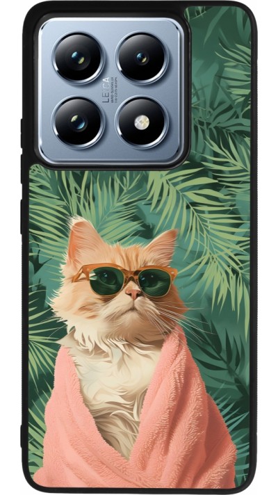 Coque Xiaomi 14T Pro - Silicone rigide noir Cat Summer Palms