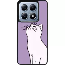 Coque Xiaomi 14T Pro - Silicone rigide noir Chat sur fond violet