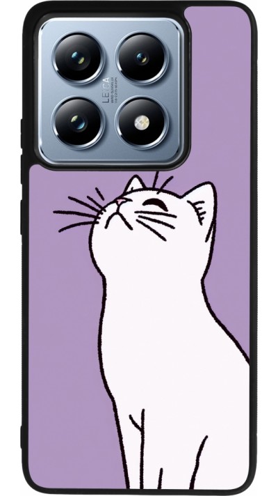 Coque Xiaomi 14T Pro - Silicone rigide noir Chat sur fond violet