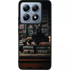 Coque Xiaomi 14T Pro - Silicone rigide noir Chat livres sombres