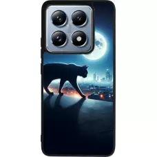 Coque Xiaomi 14T Pro - Silicone rigide noir Chat noir sous la pleine lune