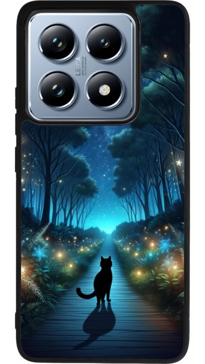 Coque Xiaomi 14T Pro - Silicone rigide noir Chat noir promenade