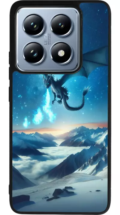 Coque Xiaomi 14T Pro - Silicone rigide noir Dragon nocturne montagne
