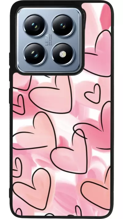 Coque Xiaomi 14T Pro - Silicone rigide noir Easter 2023 pink hearts