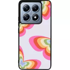 Coque Xiaomi 14T Pro - Silicone rigide noir Easter 2024 rainbow butterflies