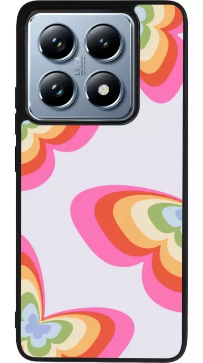 Coque Xiaomi 14T Pro - Silicone rigide noir Easter 2024 rainbow butterflies