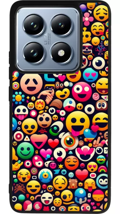 Coque Xiaomi 14T Pro - Silicone rigide noir Emoji Mix Color