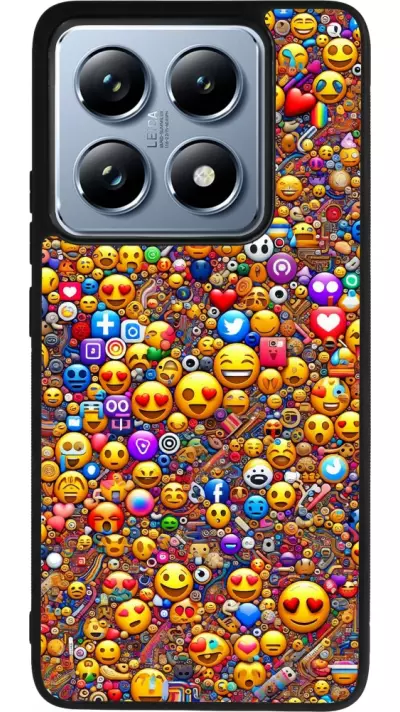 Coque Xiaomi 14T Pro - Silicone rigide noir Emoji mixed