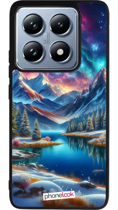 Coque Xiaomi 14T Pro - Silicone rigide noir Fantasy Mountain Lake Sky Stars