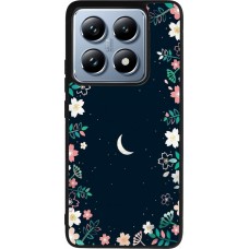 Coque Xiaomi 14T Pro - Silicone rigide noir Flowers space