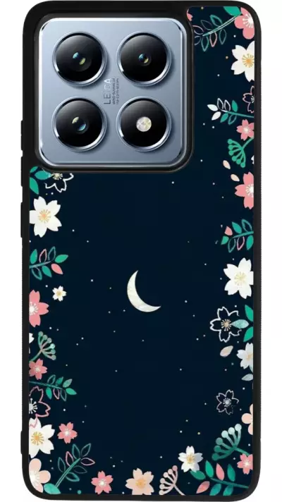 Coque Xiaomi 14T Pro - Silicone rigide noir Flowers space