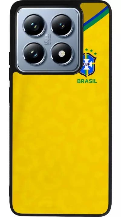 Coque Xiaomi 14T Pro - Silicone rigide noir Maillot de football Brésil 2022 personnalisable