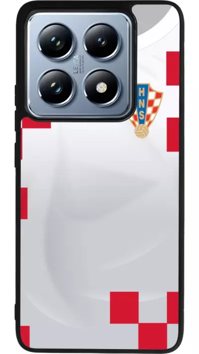 Coque Xiaomi 14T Pro - Silicone rigide noir Maillot de football Croatie 2022 personnalisable