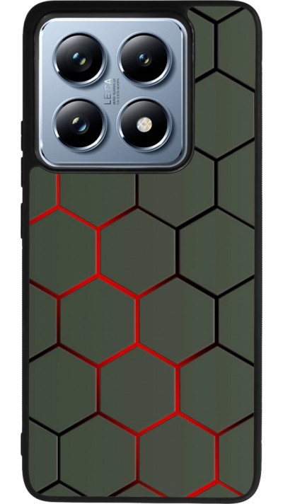 Coque Xiaomi 14T Pro - Silicone rigide noir Geometric Line red