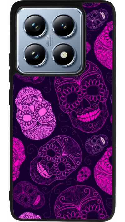Coque Xiaomi 14T Pro - Silicone rigide noir Halloween 2023 pink skulls
