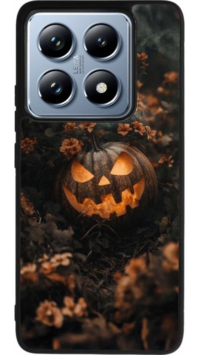 Coque Xiaomi 14T Pro - Silicone rigide noir Halloween 2025 Pumpkin with flowers