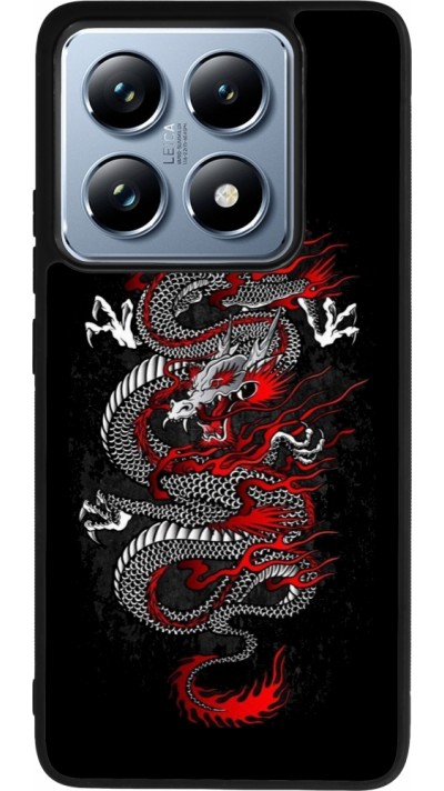 Coque Xiaomi 14T Pro - Silicone rigide noir Japanese style Dragon Tattoo Red Black