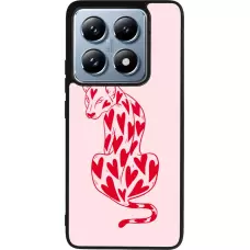 Coque Xiaomi 14T Pro - Silicone rigide noir Leopard with hearts 2026