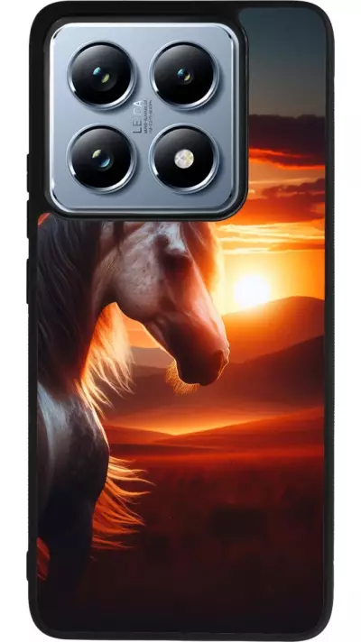 Coque Xiaomi 14T Pro - Silicone rigide noir Majestic Sunset Horse