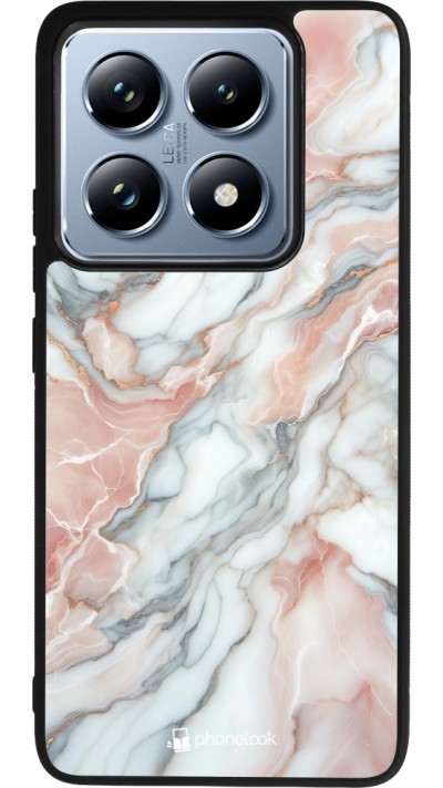 Coque Xiaomi 14T Pro - Silicone rigide noir Marbre Rose Lumineux