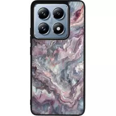 Coque Xiaomi 14T Pro - Silicone rigide noir Marbre violette argentée