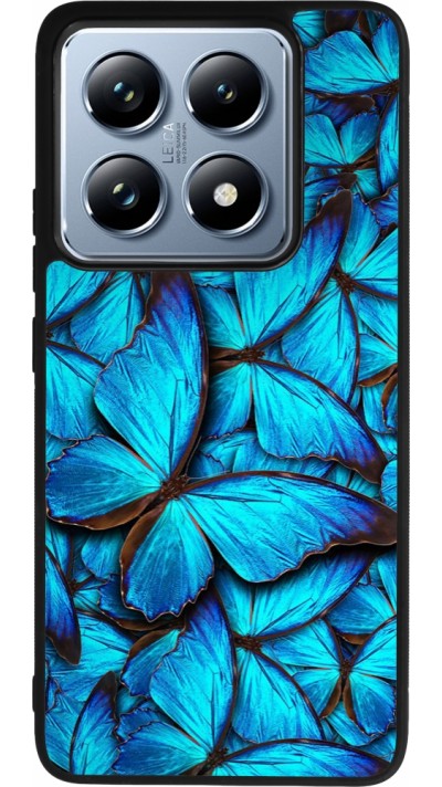 Coque Xiaomi 14T Pro - Silicone rigide noir Papillon bleu