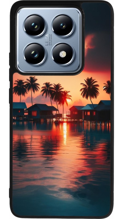 Coque Xiaomi 14T Pro - Silicone rigide noir Paradis Maldives