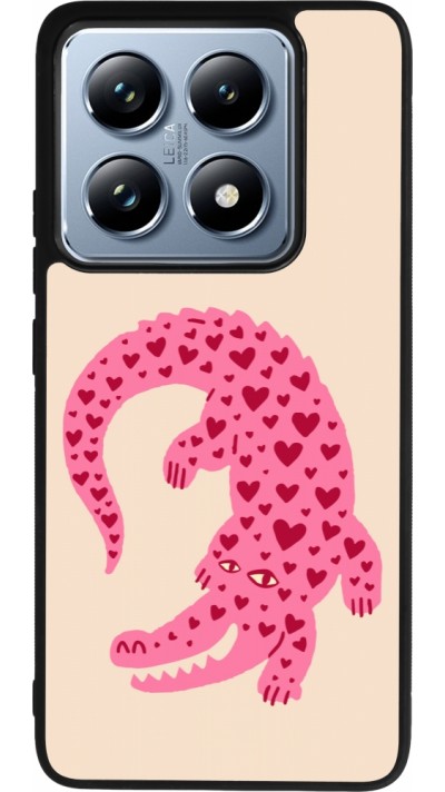 Coque Xiaomi 14T Pro - Silicone rigide noir Pink crocodile 2026