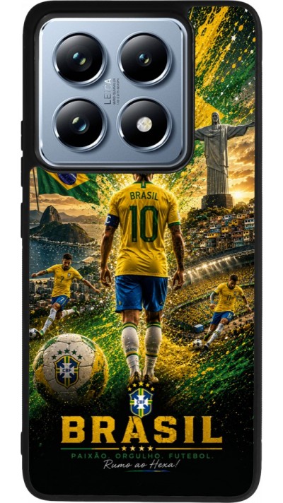 Coque Xiaomi 14T Pro - Silicone rigide noir Football Brésil splash 2026