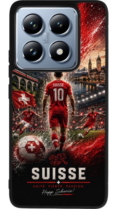 Coque Xiaomi 14T Pro - Silicone rigide noir Football Suisse splash 2026