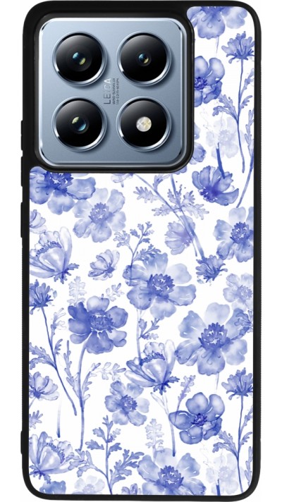 Xiaomi 14T Pro Case Hülle - Silikon schwarz Spring 23 watercolor blue flowers