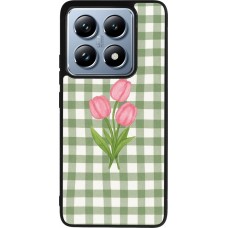 Xiaomi 14T Pro Case Hülle - Silikon schwarz Green vichy tulips Spring 2026
