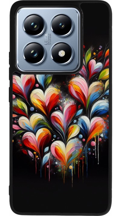 Coque Xiaomi 14T Pro - Silicone rigide noir Valentine 2024 Coeur Noir Abstrait