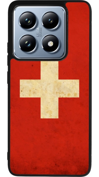 Coque Xiaomi 14T Pro - Silicone rigide noir Vintage Flag SWISS
