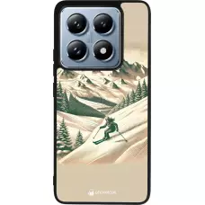 Coque Xiaomi 14T Pro - Silicone rigide noir Vintage Ski Mountain