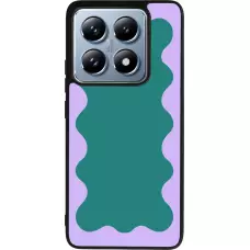 Coque Xiaomi 14T Pro - Silicone rigide noir Wavy Rectangle Green Purple