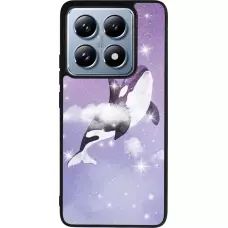 Coque Xiaomi 14T Pro - Silicone rigide noir Whale in sparking stars