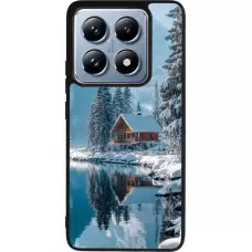Coque Xiaomi 14T Pro - Silicone rigide noir Winter 25 Winter house forest day