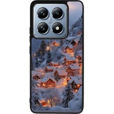Xiaomi 14T Pro Case Hülle - Silikon schwarz Winter 25 Winter snowy village