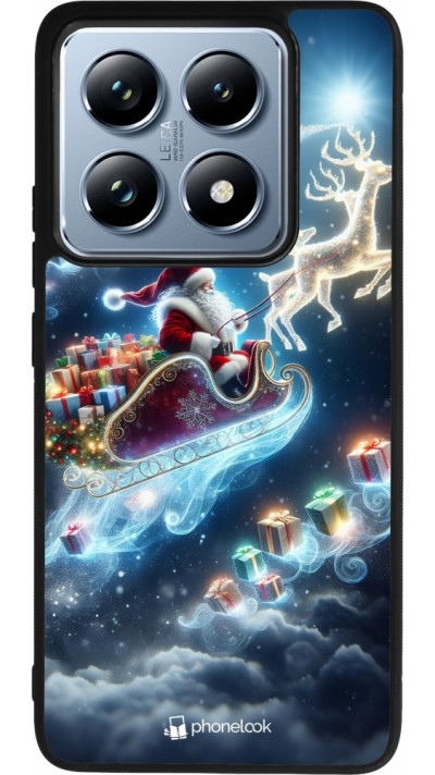 Coque Xiaomi 14T Pro - Silicone rigide noir Noël 2023 Père Noël enchanté